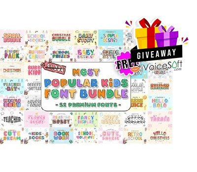 FREE Download Most Popular Kids Font Bundle Giveaway From iVoicesoft