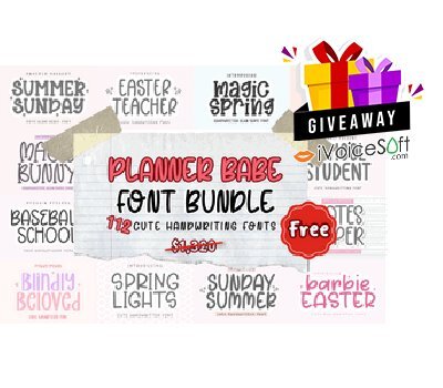 FREE Download Planner Babe Font Bundle Giveaway From iVoicesoft