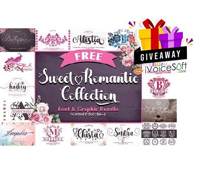 Sweet Romantic Collection Font & Graphic Bundle Giveaway