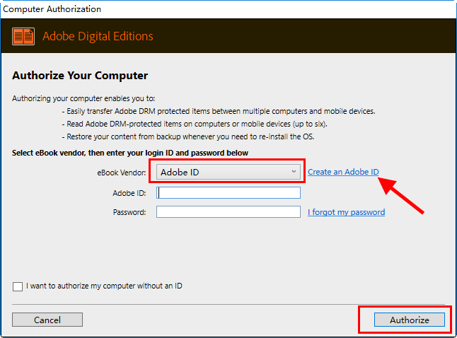 Authorize with Your Adobe ID